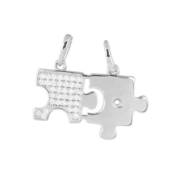 Bijou argent/plaqué or Pendant puzzle pieces to break