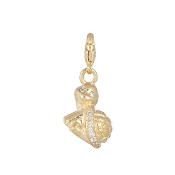 Bijou argent/plaqué or Gold jeweled turtle pendant