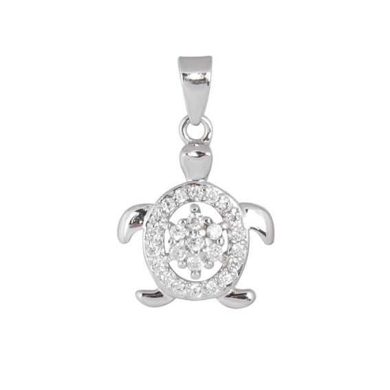 Silver turtle pendant with...