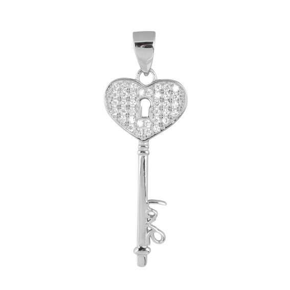 Bijou argent/plaqué or heart shaped key pendant