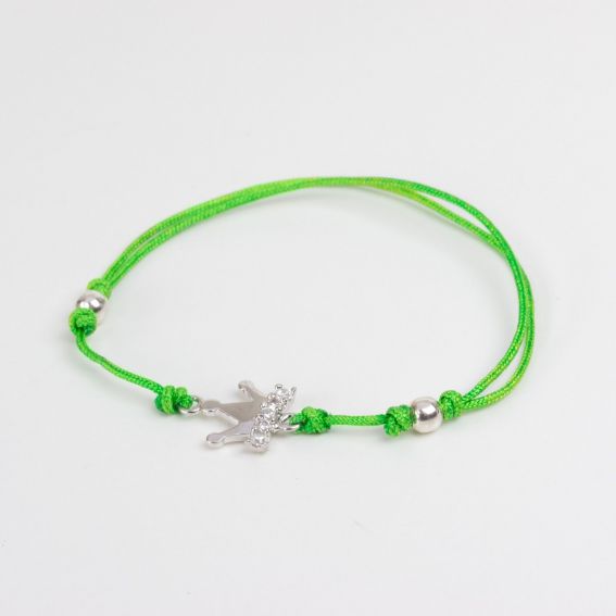 Bijou en argent - green cord ring