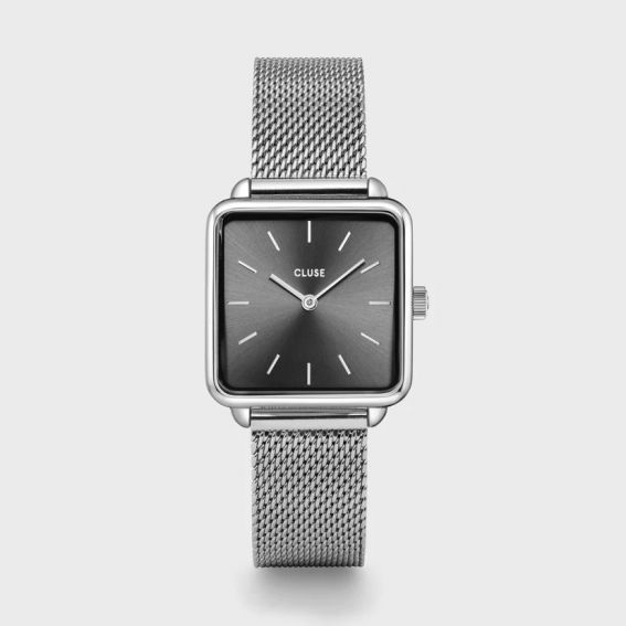 Cluse CLUSE horloge - La Tétragone zilver mesh/Dark Grey